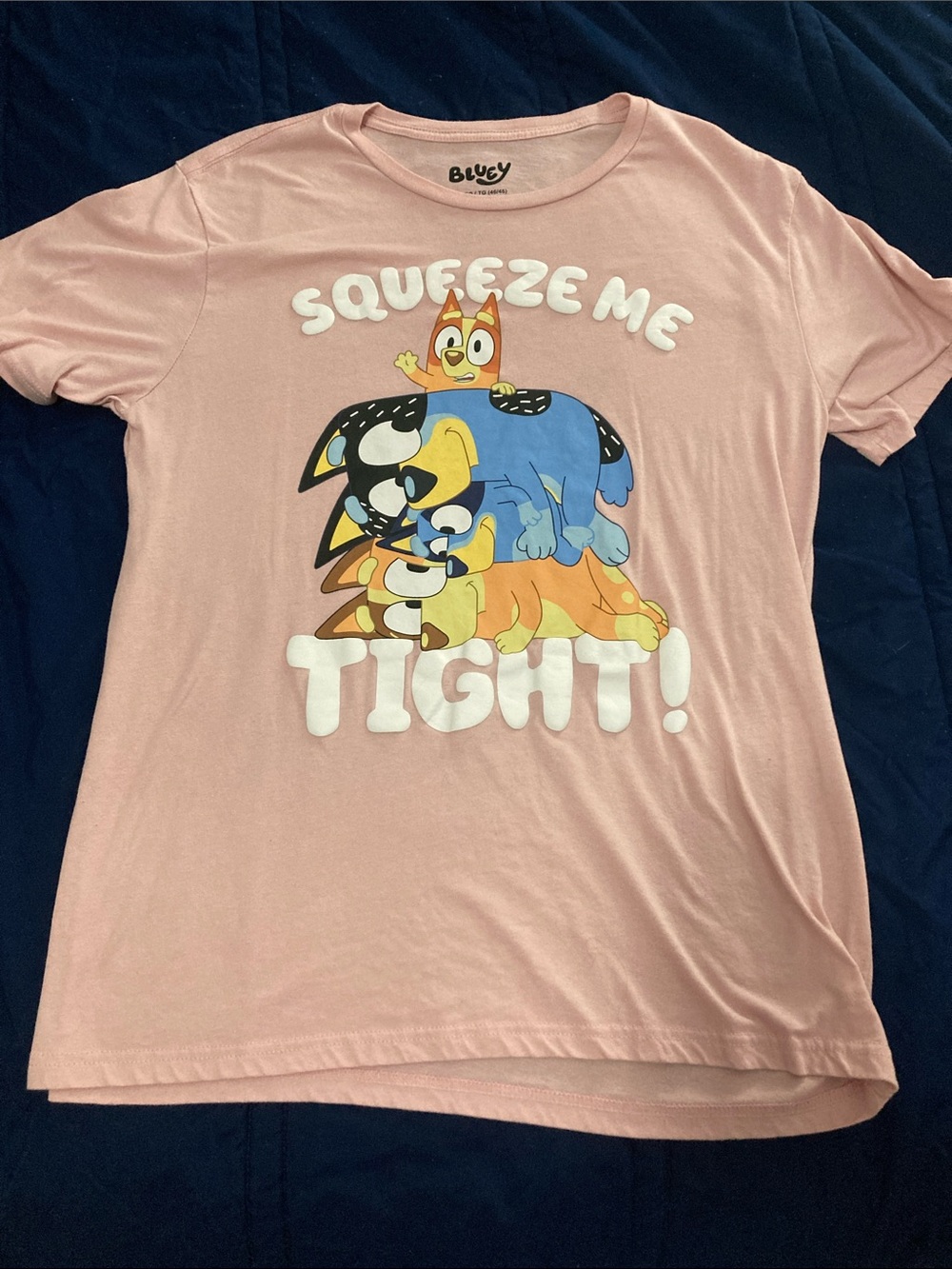 🔥 Bluey Pink 'Squeeze Me Tight!' Cartoon Stack Short Sleeve Tee